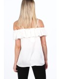 Cremefarbene Bluse mit Rüschenausschnitt für den täglichen Gebrauch MP28742 – Online-Shop – Boutique